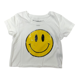 Prince Peter Tween Smiley Crop Tee - White, Prince Peter Collection, Crop Tee, Distressed, Distressed Crop Tee, Prince Peter, Prince Peter Collection, Prince Peter Smiley, Prince Peter Smiley