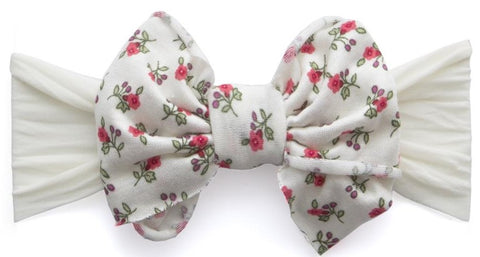Baby Bling Ivory Floral Jersey Bow Headband, Baby Bling, Baby Bling, Baby Bling Bows, Baby Bling Headband, Baby Headband, Baby Headbands, CM22, Headband, Headband for Baby, JAN23, Jersey Bow 