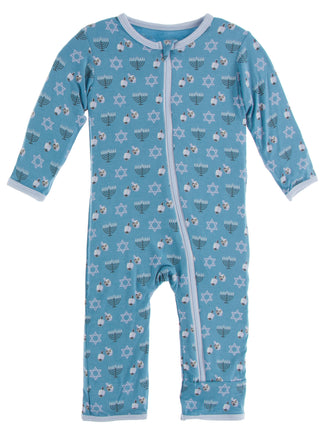 KicKee Pants Blue Moon Hanukkah Coverall with Zipper, KicKee Pants, All Things Holiday, Boys Hanukkah, Chanukah, CM22, Coverall, Coverall with Zipper, Coveralls, First Hanukkah, Fitted Covera