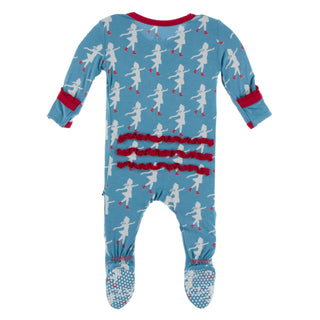 KicKee Pants Blue Moon Ice Skater Muffin Ruffle Footie with Zipper, KicKee Pants, All Things Holiday, Christmas, Christmas Footie, Christmas Pajama, Christmas Pajamas, KicKee, KicKee Pants, K