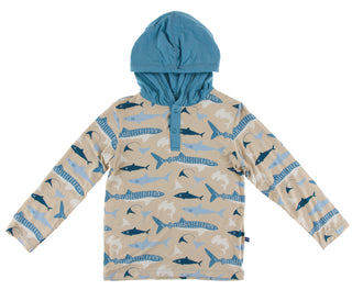 KicKee Pants Burlap Sharks L/S Hoodie Tee, KicKee Pants, CM22, KicKee, KicKee Oceanography, KicKee Pants Burlap Sharks, KicKee Pants Burlap Sharks L/S Hoodie Tee, KicKEe pants Hoodie Tee, Kic