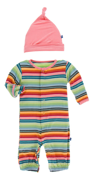 KicKee Pants Cancun Strawberry Stripe Layette Converter Gown & Knot Hat Set, KicKee Pants, Cancun Strawberry Stripe, CM22, Cyber Monday, Els PW 8258, End of Year, End of Year Sale, Gown & Hat