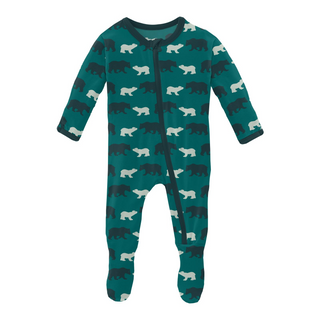 KicKee Pants Cedar Brown Bear Footie with Zipper, KicKee Pants, All Things Holiday, Christmas, Christmas Footie, Christmas Pajama, Christmas Pajamas, KicKee, KicKee Pants, KicKee Pants Christ