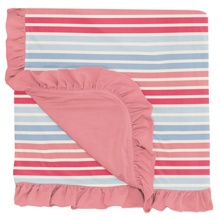 KicKee Pants Cotton Candy Stripe Ruffle Stroller Blanket, KicKee Pants, CM22, KicKee, KicKee Pants, KicKee Pants Cotton Candy Stripe, KicKee Pants Cotton Candy Stripe Ruffle Stroller Blanket,
