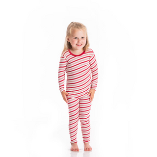 KicKee Pants Crimson Candy Cane Stripe L/S Pajama Set, KicKee Pants, 2pc Pajama Set, All Things Holiday, Bamboo Pajama, Bamboo Pajama Set, Bamboo Pajamas, Candy Cane Stripe, Christmas, Christ