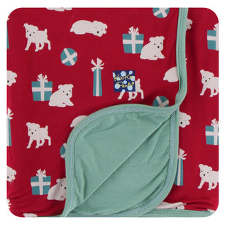 KicKee Pants Crimson Puppies and Presents Stroller Blanket, KicKee Pants, All Things Holiday, CM22, Els PW 5060, Els PW 8258, End of Year, End of Year Sale, KicKee, KicKee Pants Crimson Puppi