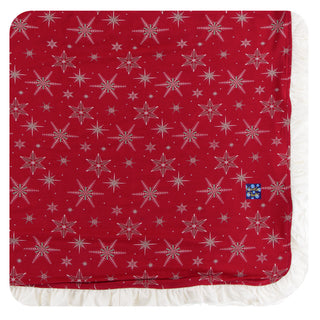 KicKee Pants Crimson Snowflakes Ruffle Toddler Blanket, KicKee Pants, All Things Holiday, CM22, KicKee, KicKee Pants Crimson Snowflakes, KicKee Pants Crimson Snowflakes Ruffle Toddler Blanket