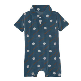 KicKee Pants Deep Sea Baseball Polo Romper, KicKee Pants, CM22, KicKee, KicKee Pants, KicKee Pants Deep Sea Baseball, KicKee Pants Deep Sea Baseball Polo Romper, KicKee Pants Polo Romper, KP 