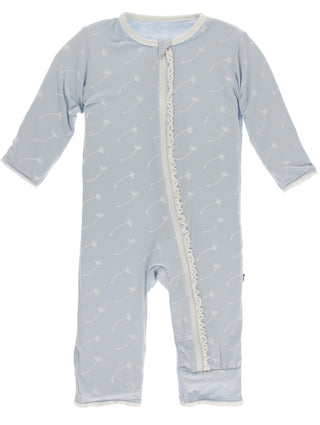 KicKee Pants Dew Dandelion Seeds Muffin Ruffle Coverall with Zipper, KicKee Pants, CM22, Coverall, Coverall with Zipper, Els PW 5060, KicKee, KicKee Pants, KicKee Pants Coverall, KicKee Pants