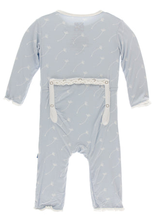 KicKee Pants Dew Dandelion Seeds Muffin Ruffle Coverall with Zipper, KicKee Pants, CM22, Coverall, Coverall with Zipper, Els PW 5060, KicKee, KicKee Pants, KicKee Pants Coverall, KicKee Pants