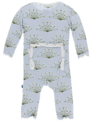 KicKee Pants Dew Dill Muffin Ruffle Coverall with Zipper, KicKee Pants, Botany, CM22, Coverall, Coverall with Zipper, Coveralls, Fitted Coverall, KicKee, KicKee Botany, KicKee Pants Botany, K