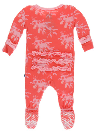 KicKee Pants English Rose Leafy Sea Dragon Classic Ruffle Footie with Zipper, KicKee Pants, Classic Ruffle Footie, CM22, Els PW 5060, Footie with Zipper, KicKee, KicKee Footie, KicKee Footie 