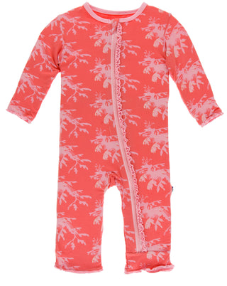 KicKee Pants English Rose Leafy Sea Dragon Muffin Ruffle Coverall with Zipper, KicKee Pants, CM22, Coverall, Coverall with Zipper, KicKee, KicKee Oceanography, KicKee Pants, KicKee Pants Cove