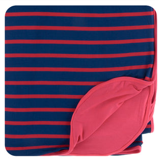 KicKee Pants Navy Stripe Double Layer Throw Blanket featuring soft fabric and cozy design for everyday comfort.