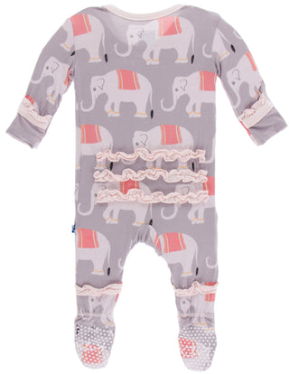 KicKee Pants Feather Indian Elephant Classic Ruffle Footie with Zipper, Kickee Pants, Black Friday, Classic Ruffle Footie with Zipper, CM22, Cyber Monday, Els PW 5060, Els PW 8258, End of Yea