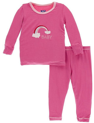 KicKee Pants Flamingo Rainbow Baby Applique Long Sleeve Pajama Set, KicKee Pants, cf-size-12-18-months, cf-size-6-12-months, cf-type-coverall, cf-vendor-kickee-pants, CM22, Cyber Monday, Els 