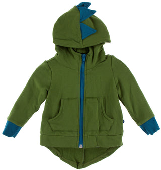 KicKee Pants Fleece Dino Hooded Jacket-Moss with Heritage Blue, KicKee Pants, Black Friday, CM22, Cyber Monday, Dino Jacket, Dinosaur Jacket, KicKee, KicKee Paleontology, KicKee Pants Fleece 
