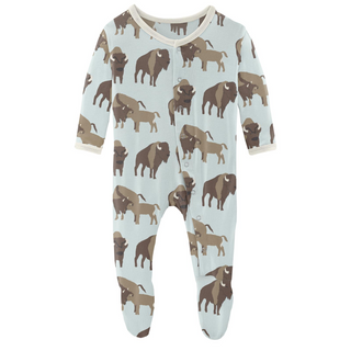 KicKee Pants Fresh Air Bison Footie with Snaps, KicKee Pants, CM22, Footie, Fresh Air Bison, KicKee, KicKee Footie, KicKee Pants, KicKee Pants Footie, KP Road Trip, Footie - Basically Bows & 