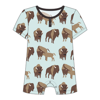 KicKee Pants Fresh Air Bison S/S Henley Romper, KicKee Pants, CM22, Fresh air Bison, KicKee Pants, KicKee Pants Henley Romper, KicKee Pants S/S Henley Romper, KicKee Pants Short Sleeve Henley