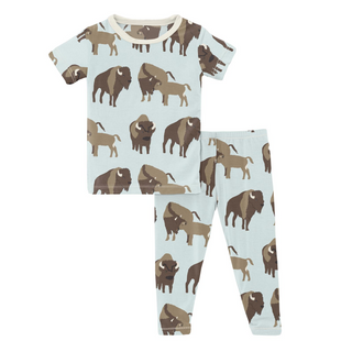 KicKee Pants Fresh Air Bison S/S Pajama Set, KicKee Pants, CM22, Fresh Air Bison, KicKee, KicKee Pants, KicKEe Pants Pajama Set, KicKee Pants Pajama set with Pants, KicKee Pants S/S Pajama Se