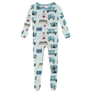 KicKee Pants Fresh Air Camping Footie with Snaps, KicKee Pants, CM22, Footie, Fresh Air Camping, KicKee, KicKee Footie, KicKee Pants, KicKee Pants Footie, KP Road Trip, Footie - Basically Bow