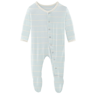 KicKee Pants Fresh Air Road Trip Stripe Footie with Snaps, KicKee Pants, CM22, Footie, Fresh Air Road Trip Stripe, KicKee, KicKee Footie, KicKee Pants, KicKee Pants Footie, KP Road Trip, Foot