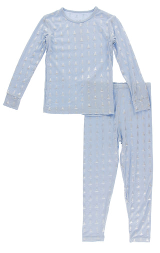 KicKee Pants Frost Silver Trees L/S Pajama Set, KicKee Pants, 2pc Pajama Set, All Things Holiday, Bamboo Pajama, Bamboo Pajama Set, Bamboo Pajamas, Christmas, Christmas Pajama, Christmas Paja
