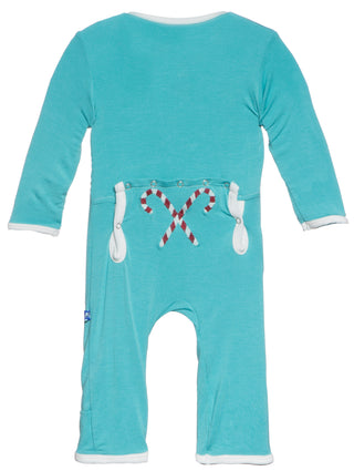KicKee Pants Glacier Candy Cane Applique Layette Coverall, KicKee Pants, All Things Holiday, Black Friday, Candy Cane, Christmas in July, Christmas Pajamas, CM22, Coverall with Snaps, Cyber M