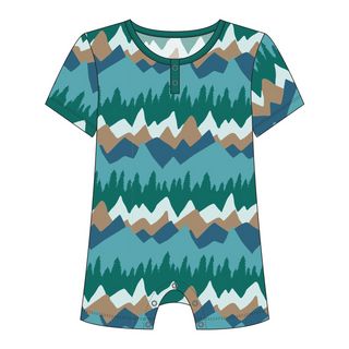 KicKee Pants Glacier Mountains S/S Henley Romper, KicKee Pants, CM22, Glacier Mountains, KicKee Pants, KicKee Pants Henley Romper, KicKee Pants S/S Henley Romper, KicKee Pants Short Sleeve He