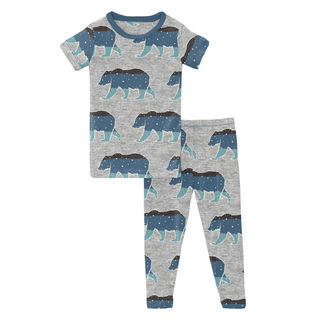 KicKee Pants Heather Mist Night Sky Bear S/S Pajama Set, KicKee Pants, CM22, Heather Mist Night Sky Bear, KicKee, KicKee Pants, KicKEe Pants Pajama Set, KicKee Pants Pajama set with Pants, Ki