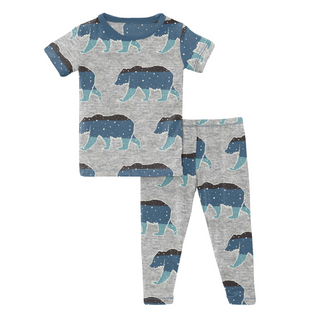 KicKee Pants Heather Mist Night Sky Bear S/S Pajama Set, KicKee Pants, CM22, Heather Mist Night Sky Bear, KicKee, KicKee Pants, KicKEe Pants Pajama Set, KicKee Pants Pajama set with Pants, Ki