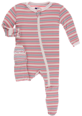 KicKee Pants India Dawn Stripe Footie with Zipper, Kickee Pants, Black Friday, CM22, Cyber Monday, Els PW 8258, End of Year, End of Year Sale, Footie with Zipper, India Dawn Stripe, India Str