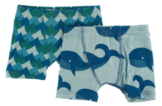 KicKee Pants Ivy Waves & Jade Whales Boxer Briefs Set, KicKee Pants, Boys Boxer Brief Set, Boys Boxer Briefs Set, Boys Boxers, CM22, Els PW 8598, KicKee, KicKee Boys Boxer Brief Set, KicKee O