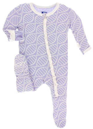 KicKee Pants Lilac Double Helix Classic Ruffle Footie with Zipper, KicKee Pants, Classic Ruffle Footie, Classic Ruffle Footie with Zipper, CM22, Els PW 5060, KicKee Pants Astronomy, KicKee Pa