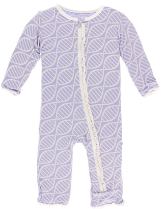 KicKee Pants Lilac Double Helix Muffin Ruffle Coverall with Zipper, KicKee Pants, CM22, Coverall, KicKee Pants, KicKee Pants Astronomy, KicKee Pants Coverall, KicKee Pants Coverall with Zippe
