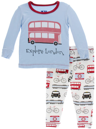 KicKee Pants London Transport Long Sleeve Pajama Set, KicKee Pants, Black Friday, CM22, Cyber Monday, Els PW 5060, Els PW 8258, End of Year, End of Year Sale, KicKee, KicKee London, KicKee Pa