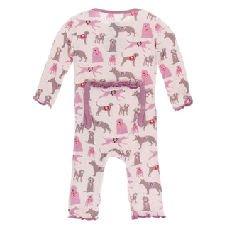 KicKee Pants Macaroon Canine First Responders Muffin Ruffle Coverall with Zipper, KicKee Pants, CM22, Coverall, Coverall with Zipper, Coveralls, Fitted Coverall, KciKee Coverall, KicKee, KicK