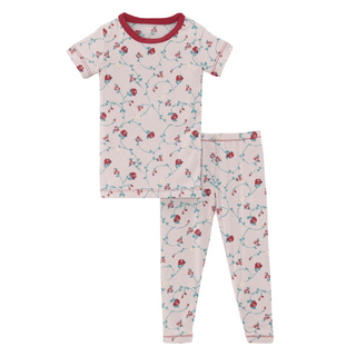 KicKee Pants Macaroon Floral Vines S/S Pajama Set, KicKee Pants, CM22, KicKee, KicKee Pants, KicKEe Pants Pajama Set, KicKee Pants Pajama set with Pants, KicKee Pants S/S Pajama Set w/Pants, 