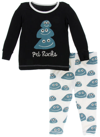 KicKee Pants Midnight Pet Rocks L/S Pajama Set, KicKee Pants, Black Friday, CM22, Cyber Monday, Els PW 5060, Els PW 8258, End of Year, End of Year Sale, KicKee, KicKee LS Pajama Set, kickee P