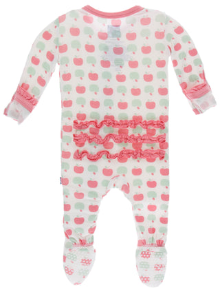 KicKee Pants Natural Apples Classic Ruffle Footie with Zipper, KicKee Pants, Classic Ruffle Footie, Classic Ruffle Footie with Zipper, CM22, Footie with Zipper, KicKee, KicKee Pants, KicKee P