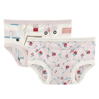 KicKee Pants Natural Camping & Macaroon Floral Vines Training Pants Set, KicKee Pants, cf-size-3t-4t, cf-type-training-pants, cf-vendor-kickee-pants, CM22, Els PW 8598, KicKee, KicKee Pants, 