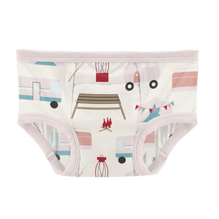 KicKee Pants Natural Camping & Macaroon Floral Vines Training Pants Set, KicKee Pants, cf-size-3t-4t, cf-type-training-pants, cf-vendor-kickee-pants, CM22, Els PW 8598, KicKee, KicKee Pants, 