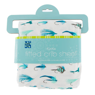 KicKee Pants Natural Fishing Flies Fitted Crib Sheet, KicKee Pants, CM22, Crib Sheet, KicKee, KicKee Pants, KicKee Pants Crib Sheet, KicKee Pants Fish and Wildlife, KicKee Pants Fitted Crib S