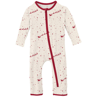 KicKee Pants Natural Flying Santa Coverall with Zipper, KicKee Pants, All Things Holiday, Christmas, Christmas Coverall, Christmas Pajama, Christmas Pajamas, Coverall, Coverall with Zipper, C
