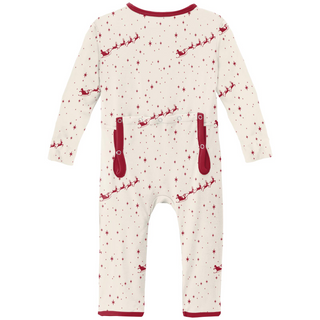 KicKee Pants Natural Flying Santa Coverall with Zipper, KicKee Pants, All Things Holiday, Christmas, Christmas Coverall, Christmas Pajama, Christmas Pajamas, Coverall, Coverall with Zipper, C