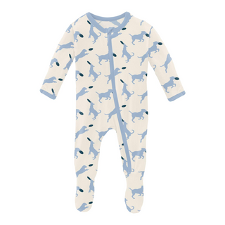KicKee Pants Natural Frisbee Labs Footie with Zipper, KicKee Pants, cf-size-0-3-months, cf-type-footie, cf-vendor-kickee-pants, Footie with Zipper, KicKee, KicKee Footie, KicKee Footie with Z
