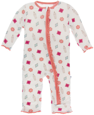 KicKee Pants Natural Gems Muffin Ruffle Coverall with Zipper, KicKee Pants, Black Friday, CM22, Coverall with Zipper, Cyber Monday, Els PW 8258, End of Year, End of Year Sale, KicKee, KicKee 