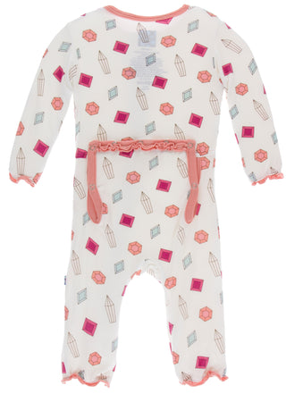 KicKee Pants Natural Gems Muffin Ruffle Coverall with Zipper, KicKee Pants, Black Friday, CM22, Coverall with Zipper, Cyber Monday, Els PW 8258, End of Year, End of Year Sale, KicKee, KicKee 