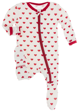 KicKee Pants Natural Hearts Footie with Zipper, KicKee Pants, CM22, KicKee, KicKee Pants, KicKee Pants Everyday Celebrations, KicKee Pants Footie, KicKee Pants Footie with Zipper, KicKee Pant
