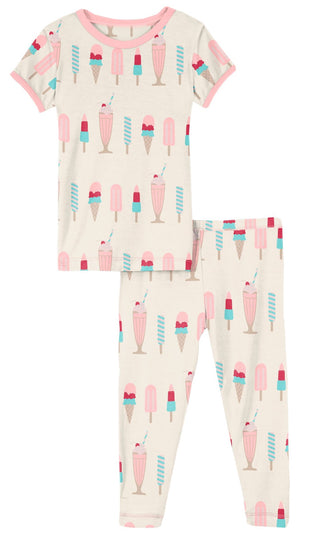 KicKee Pants Natural Ice Cream Shop S/S Pajama Set, KicKee Pants, CM22, KicKee, KicKee Pants, KicKee Pants Culinary Arts, KicKEe Pants Pajama Set, KicKee Pants Pajama set with Pants, Natural 